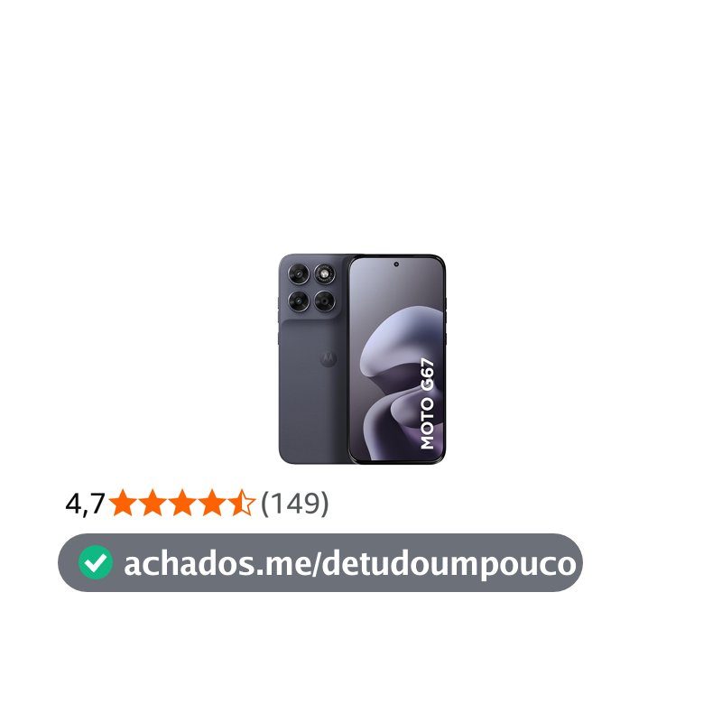 Smartphone Motorola Moto G67 5G - 128GB 4GB RAM + 8GB RAM Boost camera 50MP Sony Lytia 600, tela 1.5K extreme Amoled 120hz, ultrarresistente - Chumbo
