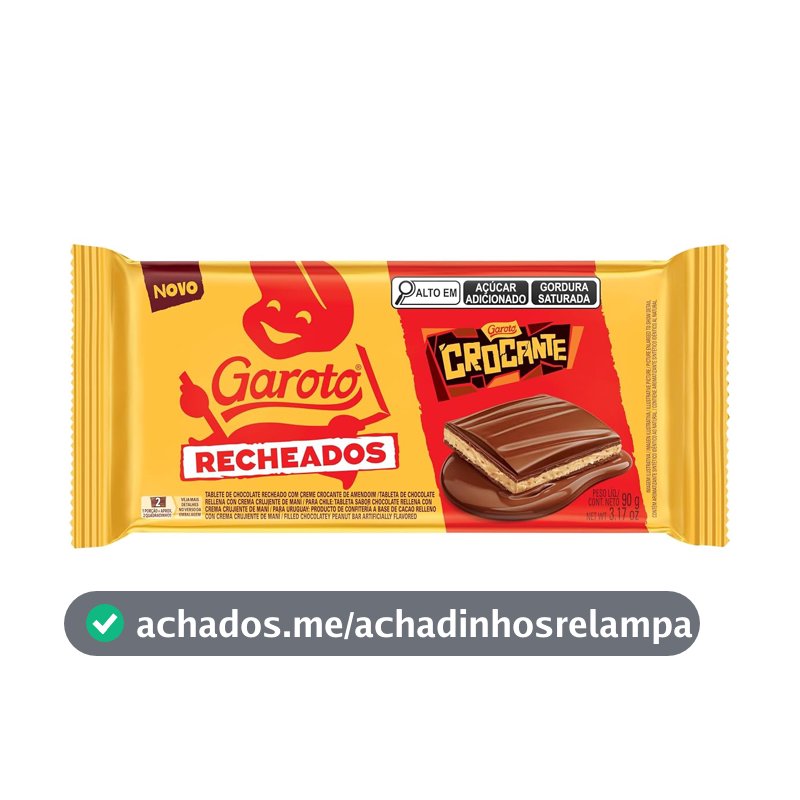 Chocolate Recheio Crocante Garoto Recheados Pacote 90g