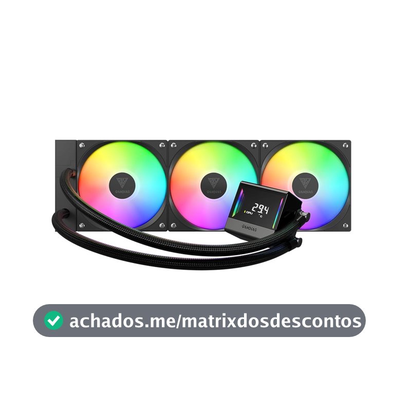 Water Cooler 360mm Gamdias Chione E4-360 Preto ARGB V2 Intel LGA2066 AMD AM5