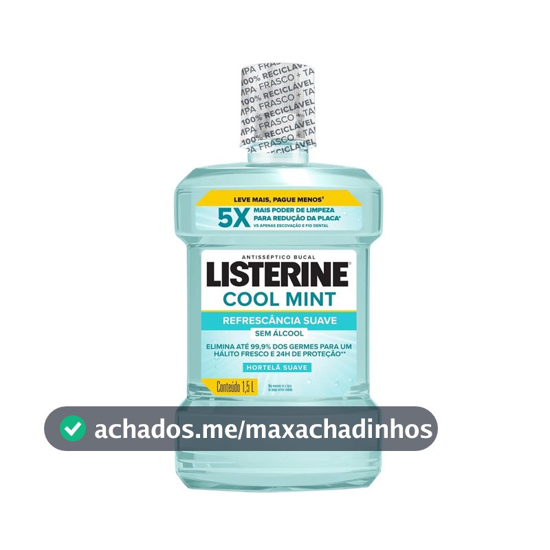 Enxaguante Bucal Listerine Cool Mint, Sem Álcool, 1,5L
