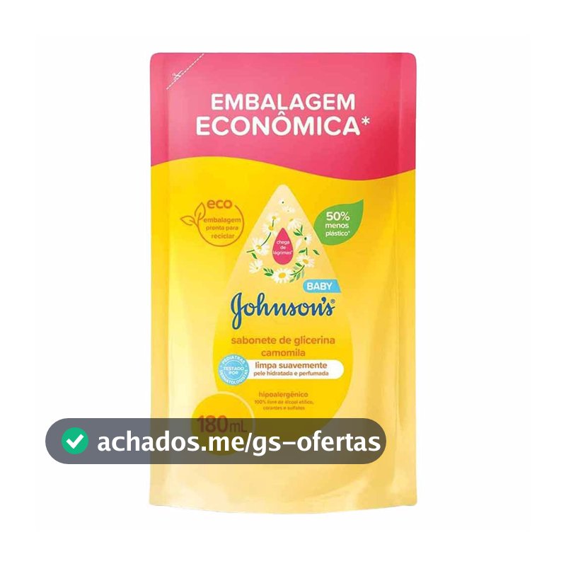 Sabonete Líquido Johnson's Baby, Glicerina e Camomila, 180ml