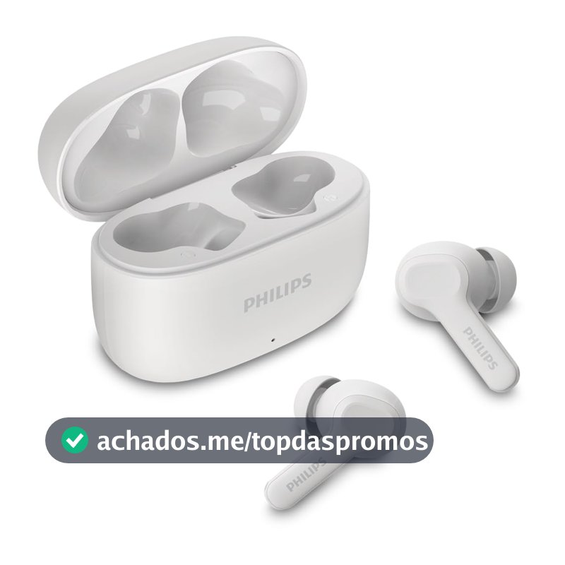 PHILIPS, Fone de Ouvido Sem Fio TWS, TAT1109WT/00, Bluetooth, Com Microfone, Até 24 horas de bateria, Branco