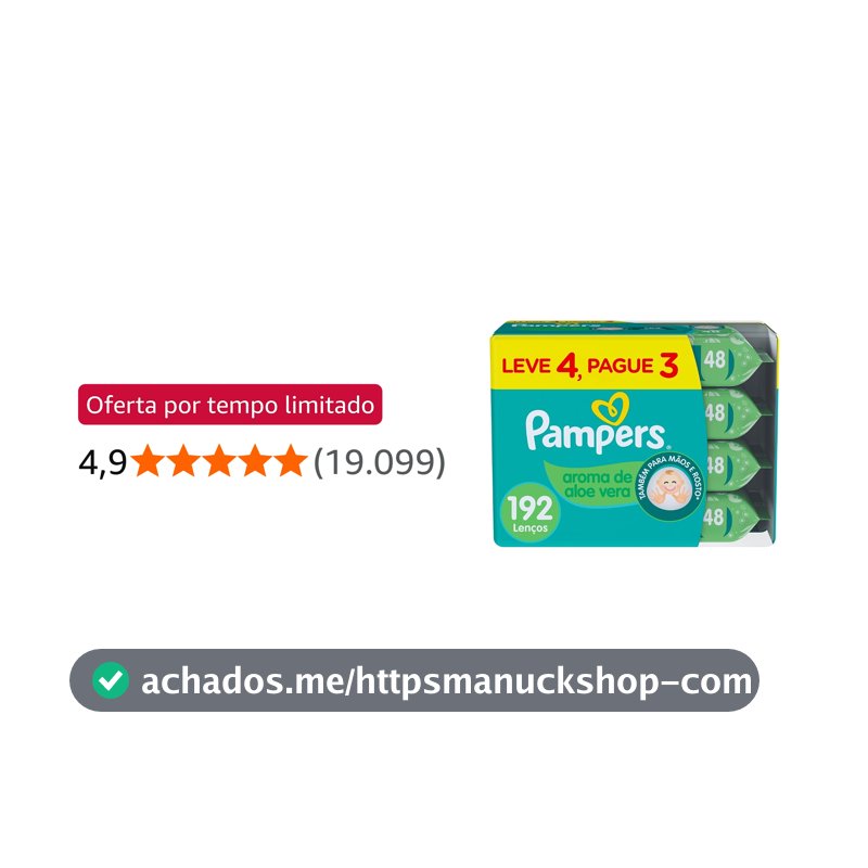 Lenços Umedecidos Pampers Aroma de Aloe Vera 192 Unidades