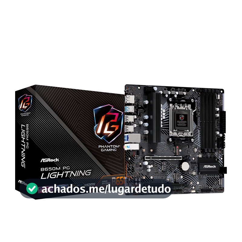 Placa Mãe Asrock B650M PG LIGHTNING (AM5/4xDDR5/HDMI/DP/M.2/USB 3.2)
