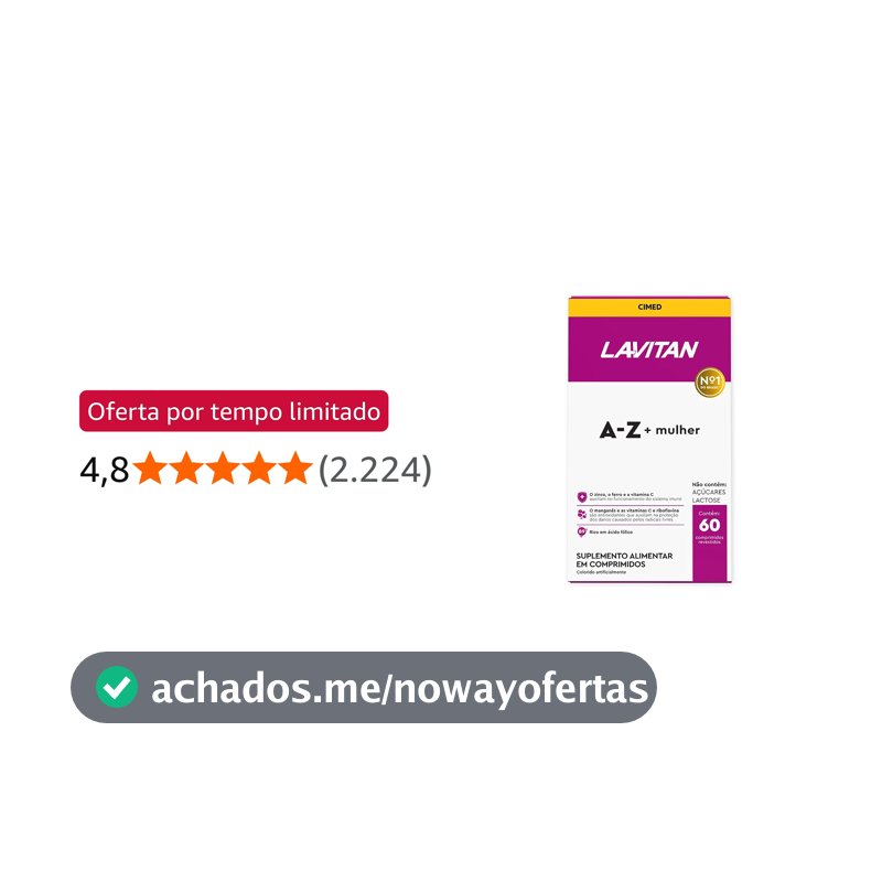 Suplemento Vitamínico - Mineral A-Z para Mulher, rosa, Lavitan, 60 cápsulas