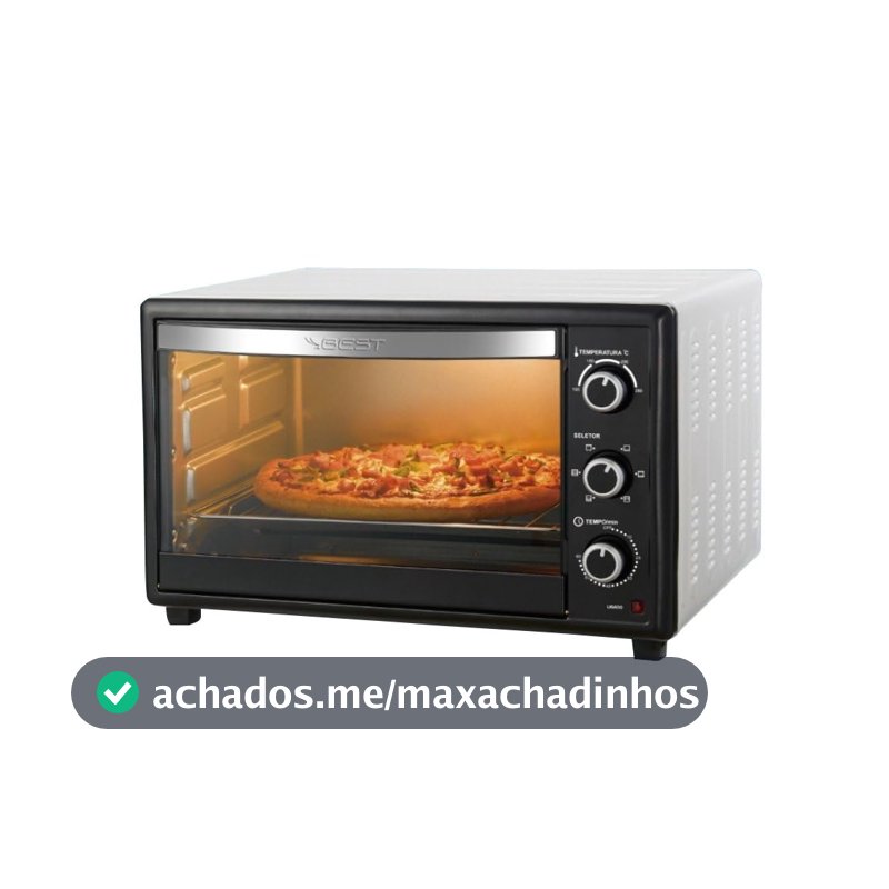 BEST Forno Elétrico 50L, Preto/Branco, 1800W 220V Timer 60 Minutos, Temperatura 100-250°C, Interior em Aço Zincado