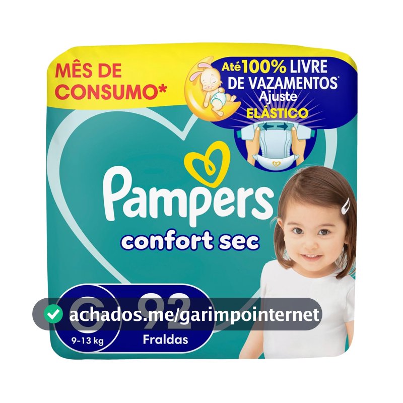 Fralda Pampers Confort Sec Tamanho G, 92 Unidades