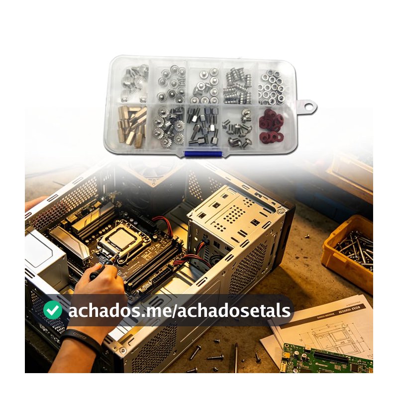 Conjunto de 114 peças de parafusos de caixa de computador de mesa, kit sortido universal de parafusos de hardware de PC para capa de computador, placa mãe, disco rígido, construção de PC DIY
