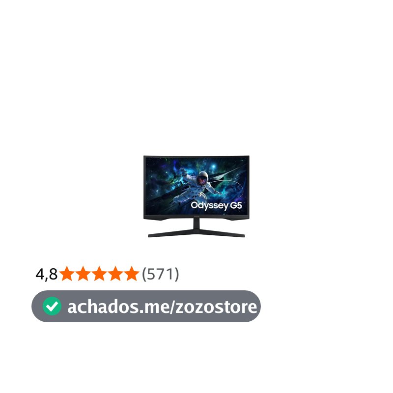 Monitor Gamer Samsung Odyssey G5 27, Resolução QHD, Taxa de atualização de 165Hz & 1ms de tempo de resposta (MPRT), Curvatura com 1000R, HDR 10, AMD FreeSync, Eye Saver Mode & Flicker Free Mode