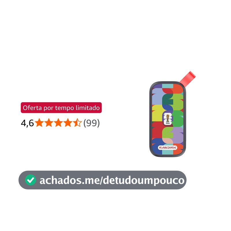 SANDISK SSD portátil da Copa do Mundo 2026 da FIFA de 1 TB, até 800 MB/s - compatível com laptops, tablets e telefones Android - Preto - SDSSDE30F-1T00-G25