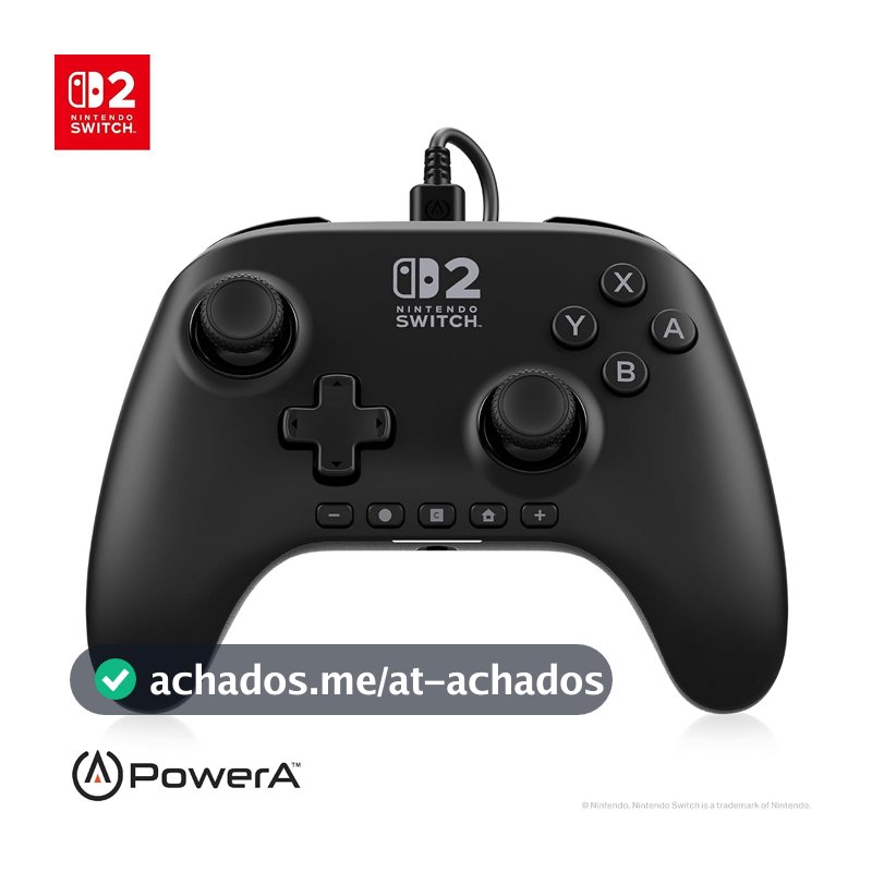PowerA Controle Advantage com Fio para Nintendo Switch 2 - Preto, Licenciado, Efeitos Hall, Botões Mapeáveis, Pro Controller, Botão-C, Controles de Áudio