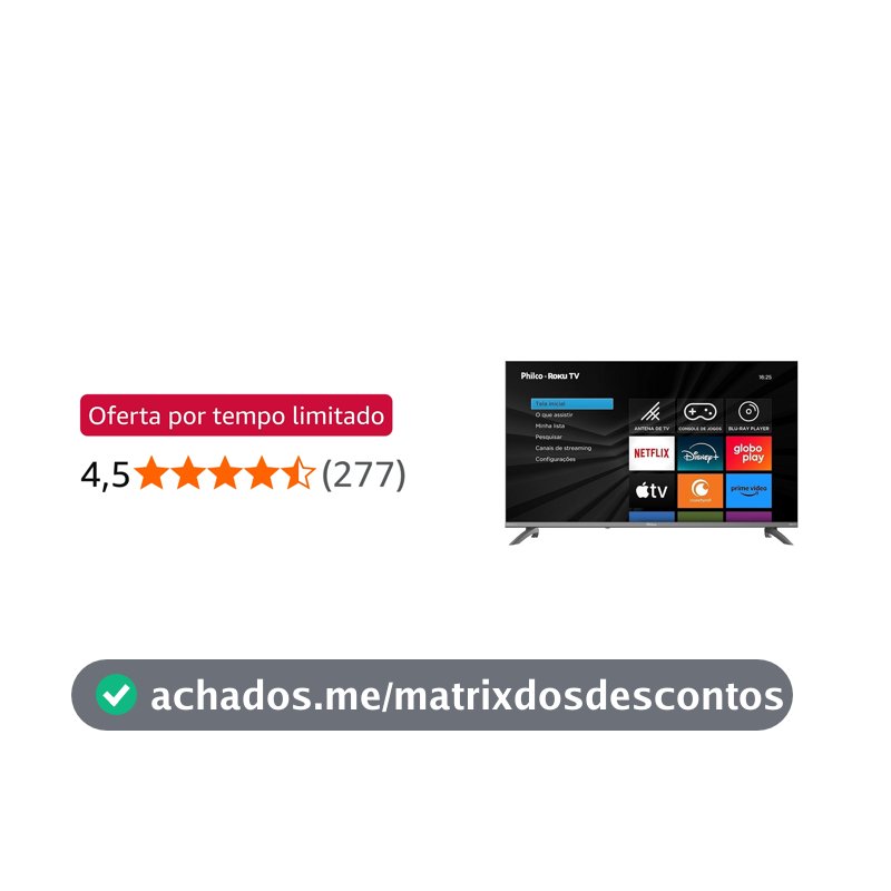 Smart TV 43" Philco Roku TV HDR10 Dolby Áudio