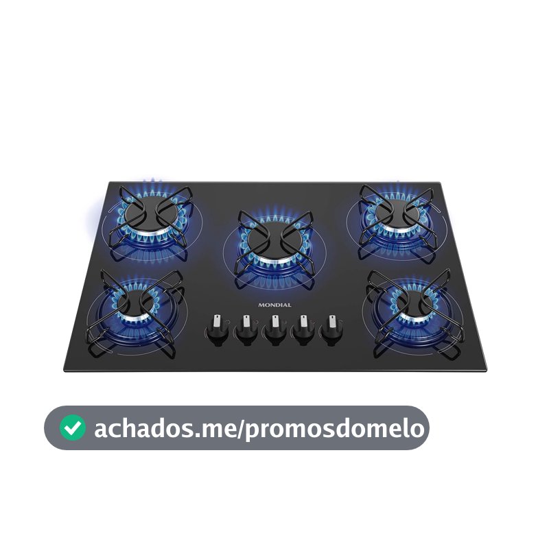 MONDIAL Cooktop a Gás, 5 Bocas, Preto/Inox, Bivolt - CTG-02