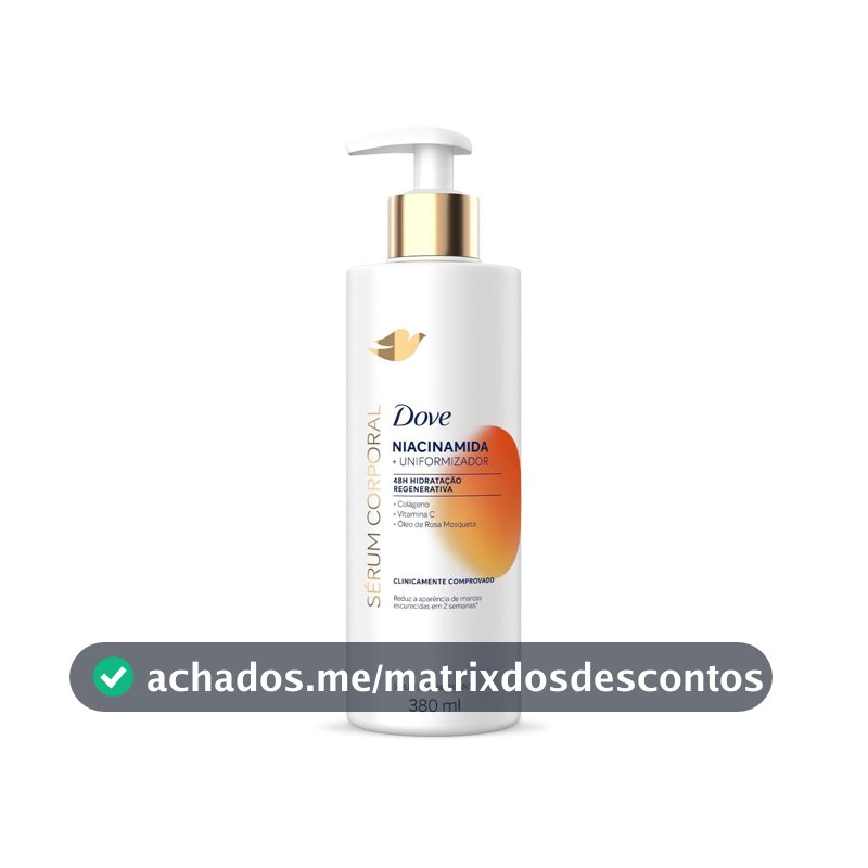 Sérum Hidratante Corporal Para Pele com Tom Irregular 48h de Hidratação Regenerativa Dove Dermo Renovador Niacinamida Redutor de Marcas Escurecidas Clinicamente Comprovado 380ml