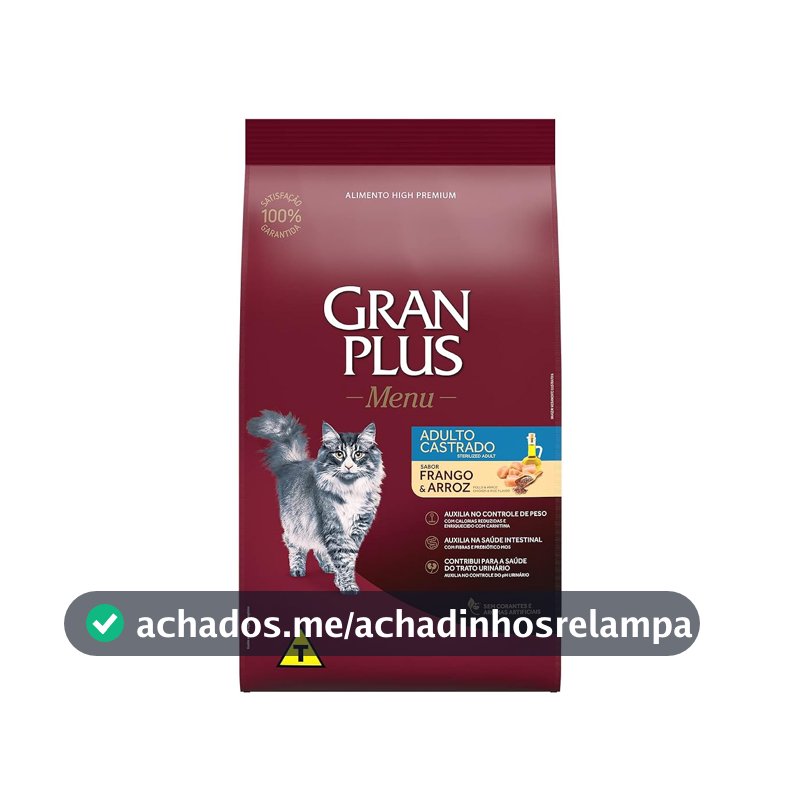 Granplus Ração Para Gatos Castrados Gran Plus Frango E Arroz 10 1Kg