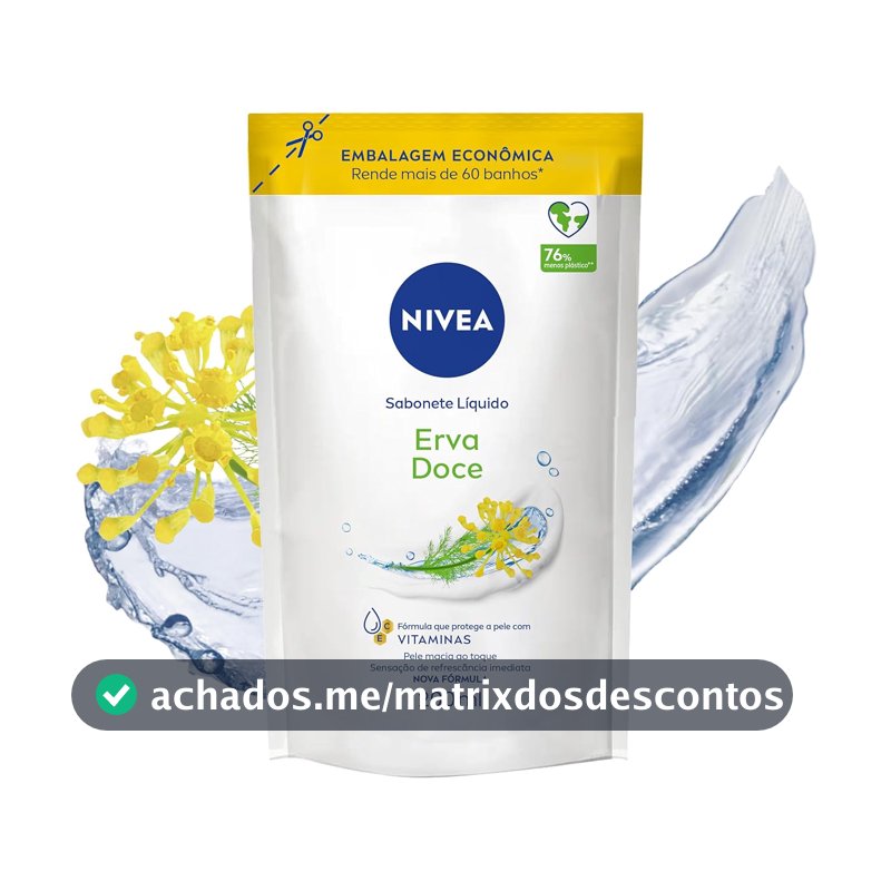 NIVEA Sabonete Líquido Erva Doce 200ml, Limpeza Corporal, Pele Macia, Vitaminas, Equilíbrio com o pH, Fragrância Refrescante