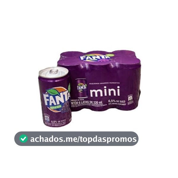 Refrigerante Fanta Uva, Lata 220ml, 6 Unidades