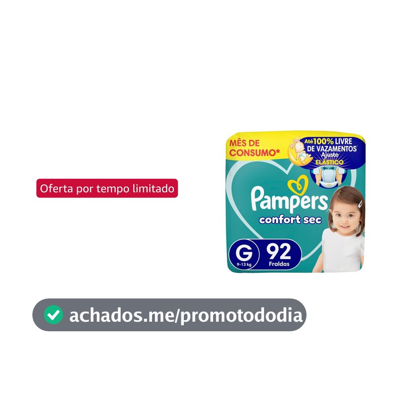 Fralda Pampers Confort Sec Tamanho G, 92 Unidades
