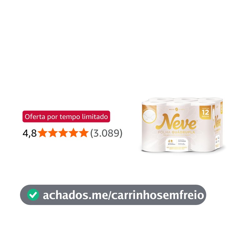 Neve Papel Higiênico Ultracomfort, Folha Quádrupla, 20m, 12 rolos