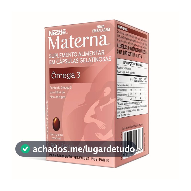 Suplemento alimentar em cápsulas Materna Ômega-3 30 unidades