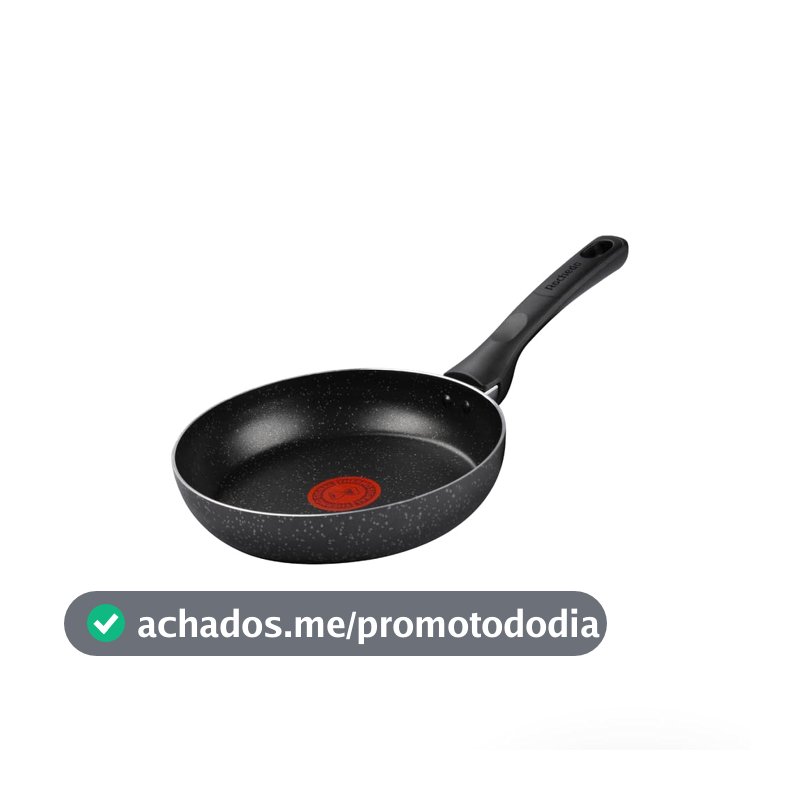 Frigideira Rochedo Stone Pro 20cm Preta com Efeito Pedra e Antiaderente Minerium, Alta Resistência e Durabilidade, Cabos Ergonômicos e Base Limpa Fácil