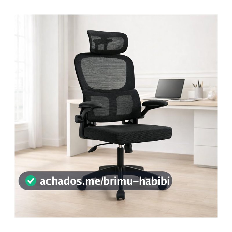 Cadeira Escritório Ergonômica Suporte Lombar Encosto Cabeça Regulável