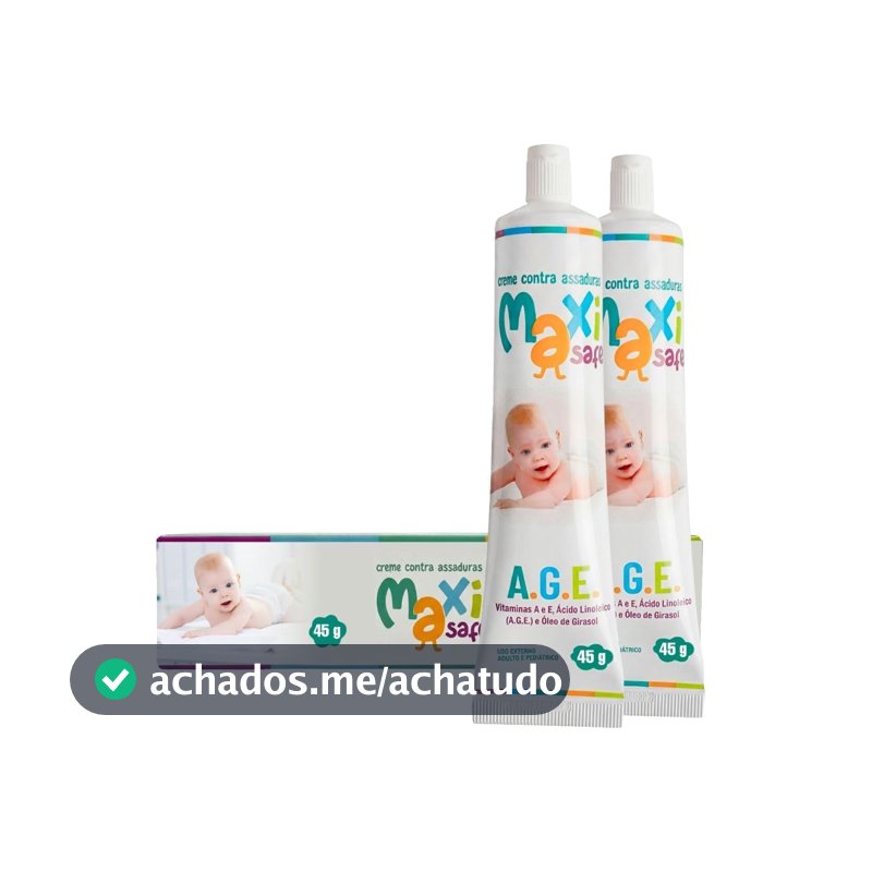 Kit com 2 Creme Pomada de Assadura Para Bebê Maxi Baby Vitamina A.E com Óleo de Girassol A.G.E - 45g Cada Total 90g