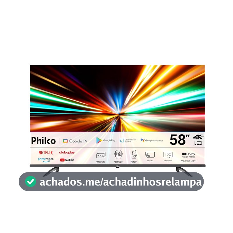 Smart TV 58" Philco LED 4K Google TV HDR10 P58KGA