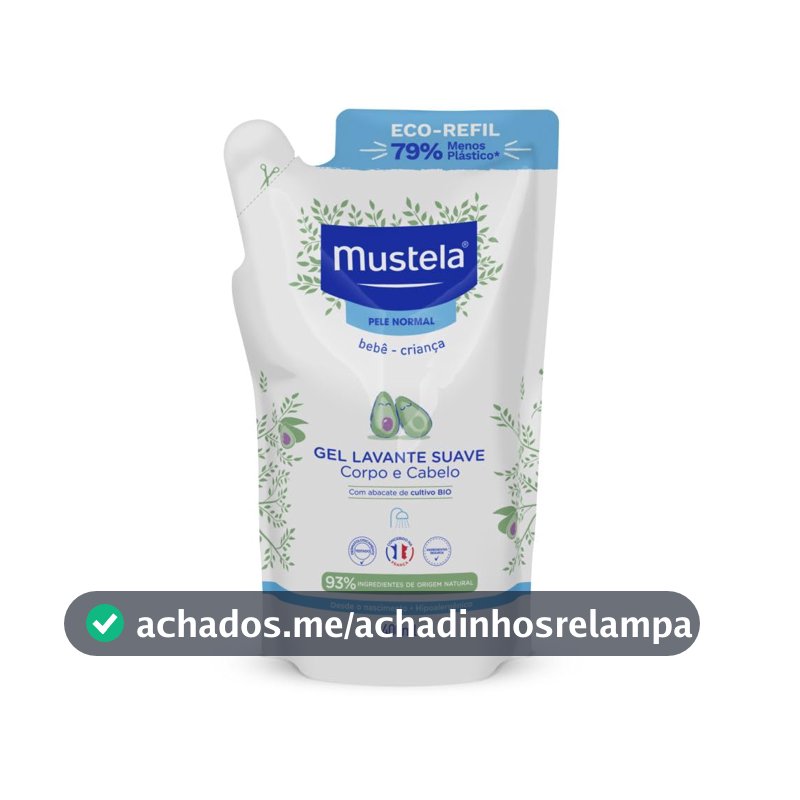 Mustela Refil Gel Lavante Suave 400ml - Sabonete Líquido Corpo e Cabelo para bebês e crianças – feito com 93% de ingredientes de origem natural - Mustela Bebê e Criança