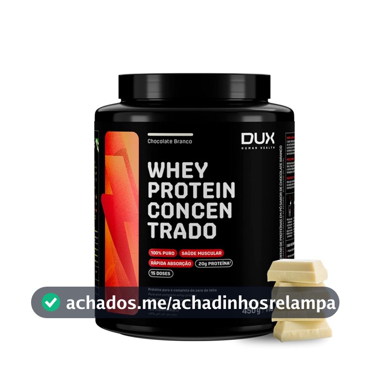 DUX HUMAN HEALTH Whey Protein Concentrado 450g Chocolate Branco – Versátil para Receitas e Shakes