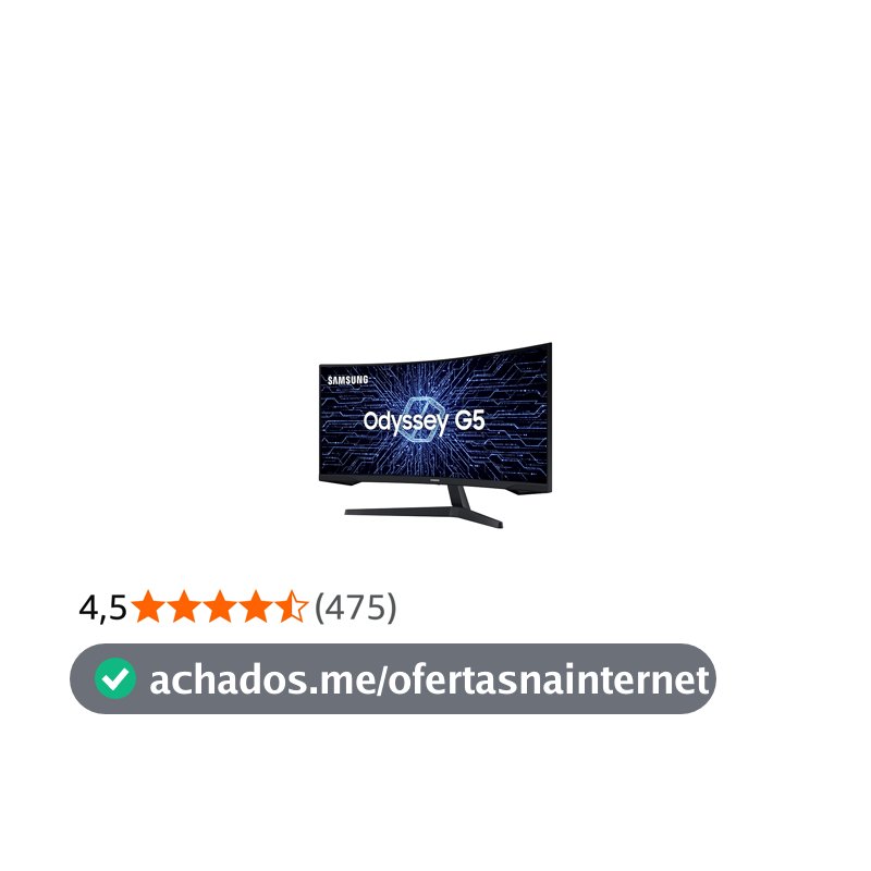 Monitor Gamer Curvo Samsung Odyssey 34’’, Ultra WQHD, 165Hz, 1ms, tela ultrawide, HDMI, Display Port, Freesync Premium, preto, série G5