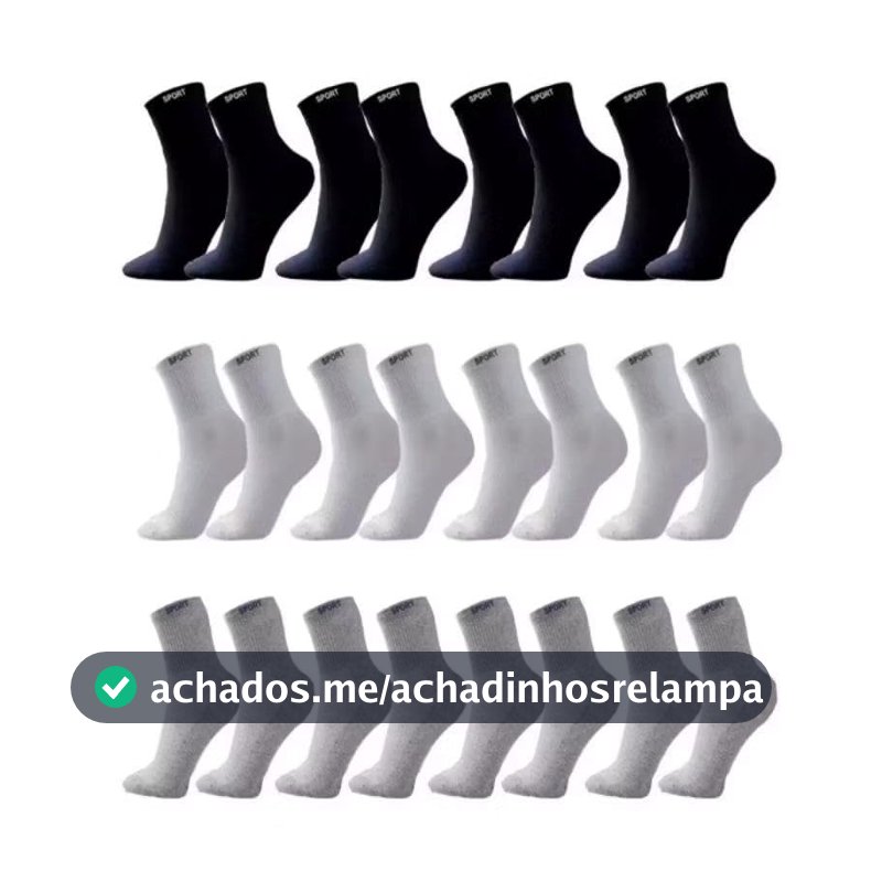 Meia grossa 100% algodão cano alto kit com 06,12 ou 18 pares unissex