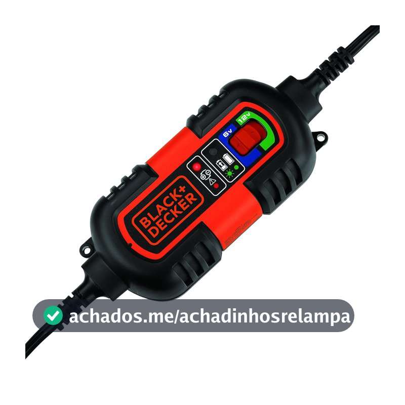 BLACK+DECKER Carregador/mantenedor de bateria BM3B totalmente automático 6V/12V com grampos de cabo e terminais O-Ring
