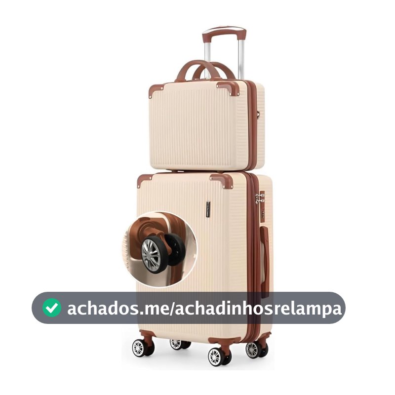 Mala de Bordo 10kg com Frasqueira Bagagem de Mão Expansivel Aprovada ANAC com 4 Rodas duplas 360° Cadeado AntiFurto TSA Mala de Viagem Alça Lateral com Divisória, Leve Resistente Bege