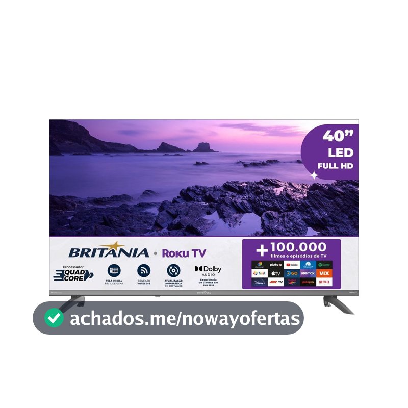 Smart TV 40" Britânia Roku TV HDR10 Dolby Audio B40CRA