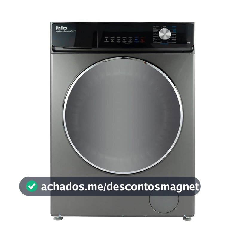 Lava e Seca 16 Programas Eco Inverter Philco 10 kg Inox Pls11t - 110v
