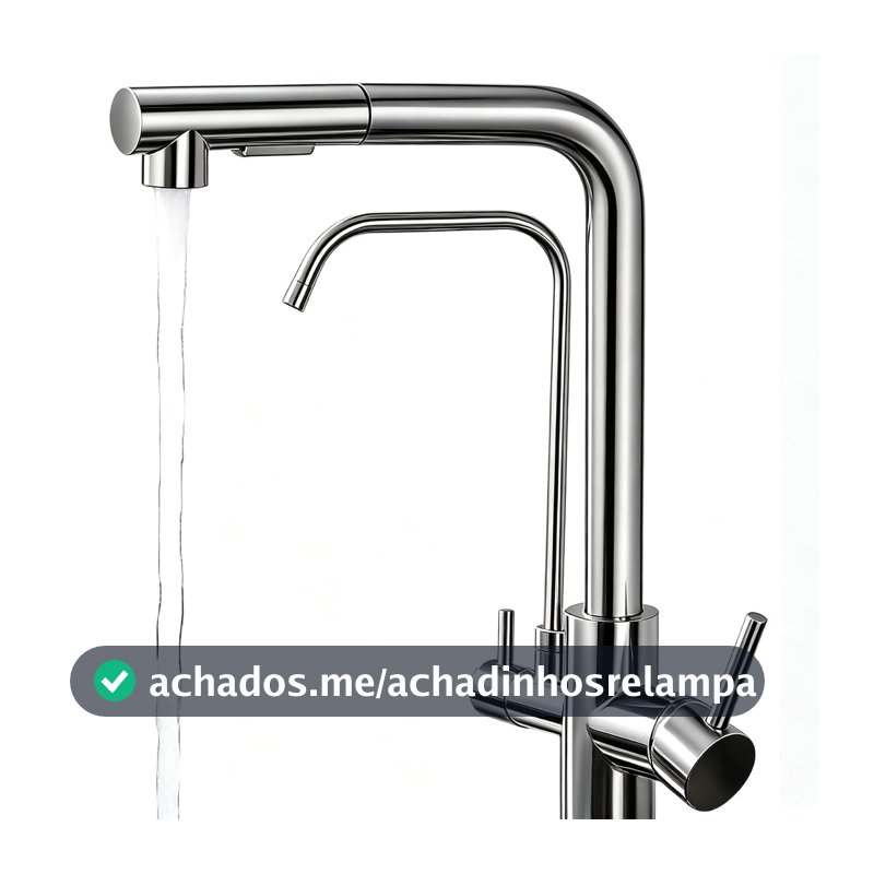 Torneira de Cozinha 3 em 1 com Efeito Cascata e Ducha Retrátil Prateado