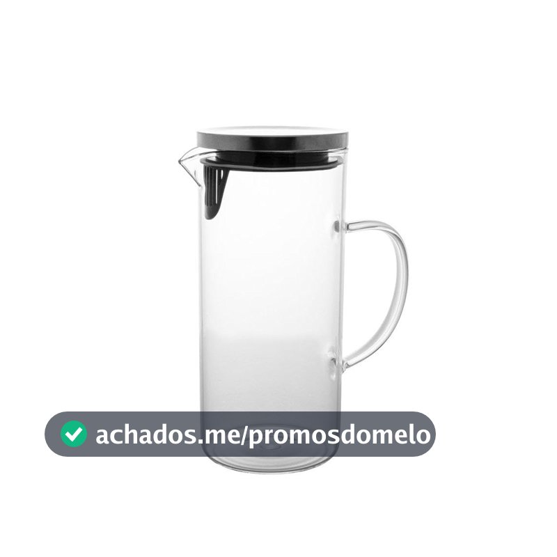 Mimo Style Jarra de Vidro Borossilicato Com Alça e Tampa Hermética Removível em Silicone e Aço Inoxidável, Capacidade 1,3 Litros, Resistente, Suporta Altas e Baixas Temperaturas