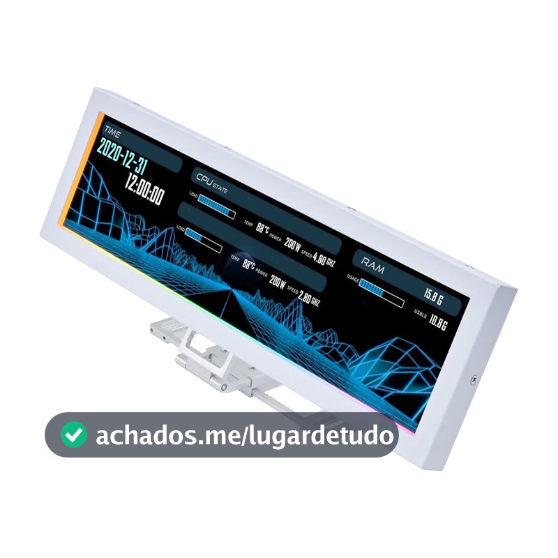 Lian Li Tela 8.8" Ultrawide para Gabinete, Display IPS LCD 1920x480, USB Plug & Play, ARGB Sincronizável, Suporte 120/140mm, Branco SM088W