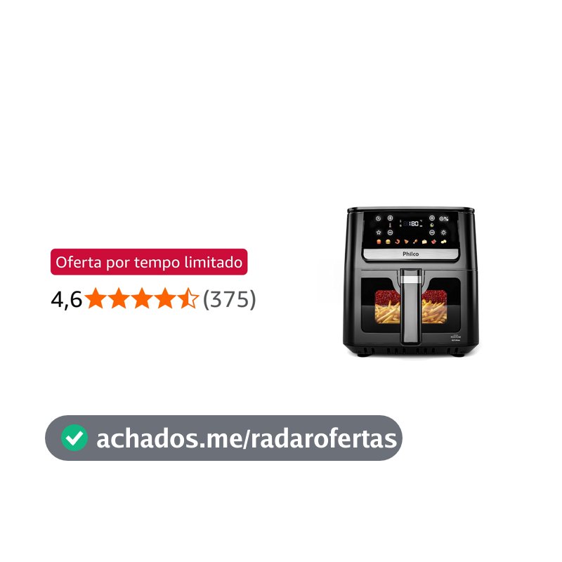 Air Fryer Philco 6,5L Visor Glass 1700W PAF65 127V