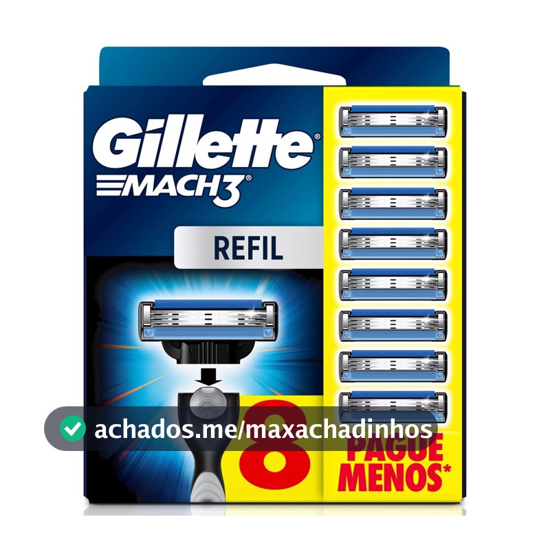 Gillette Mach3, Carga para Aparelho de Barbear com 3 Lâminas 8 Unidades