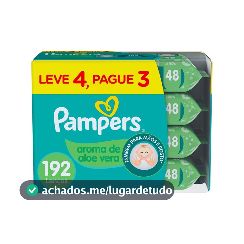 Lenços Umedecidos Pampers Aroma de Aloe Vera 192 Unidades