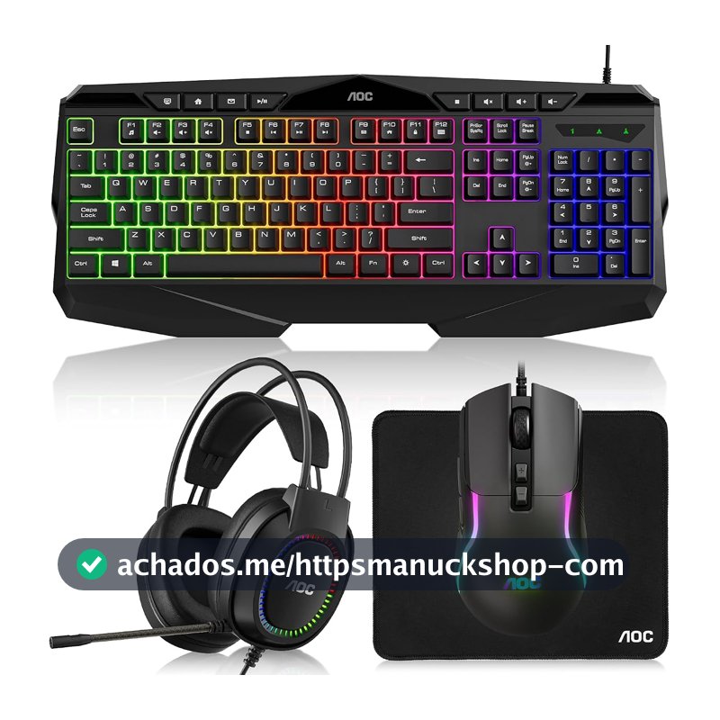 Kit Teclado e Mouse Gamer RGB LED AOC C200, Mouse de 7200 DPI