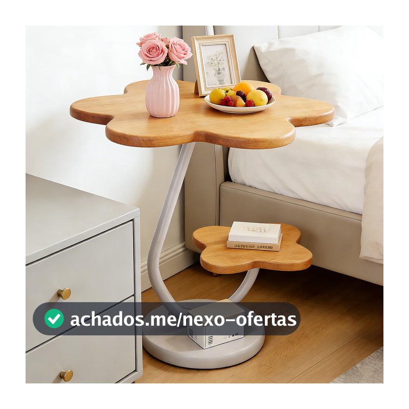 Mesa de Centro em Forma de Nuvem e Flor - Design Único, Base Estável e Versátil (Amarelo)