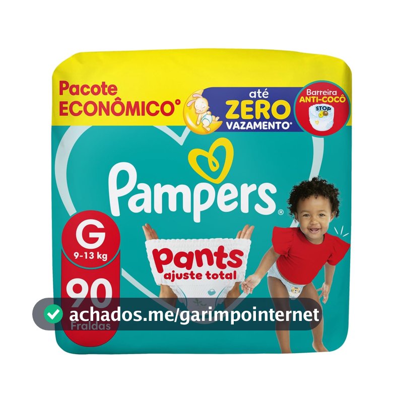 Fralda Pampers Pants Ajuste Total Tamanho G, 90 Unidades