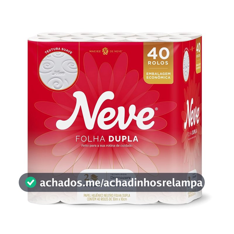 Papel Higiênico Neve Toque de Seda Folha Dupla 40 rolos 30M