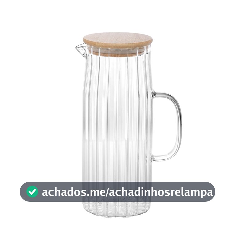 WOLFF - Jarra de Vidro com Tampa em Bambu - 1,2 Litro - Transparente