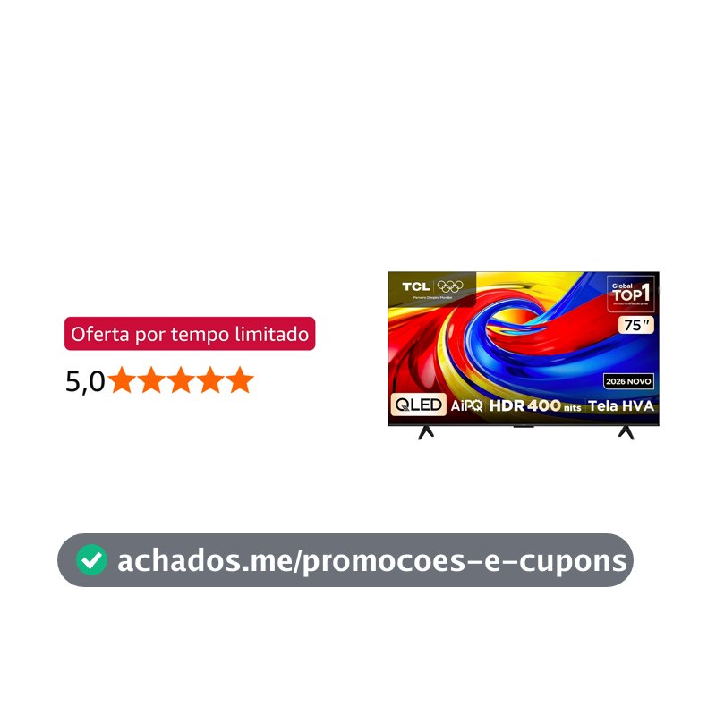 Smart TV TCL 75 Polegadas QLED 4K P7L WiFi Bluetooth Google TV HDR10+ 120 Hz VRR AIPQ 75P7L