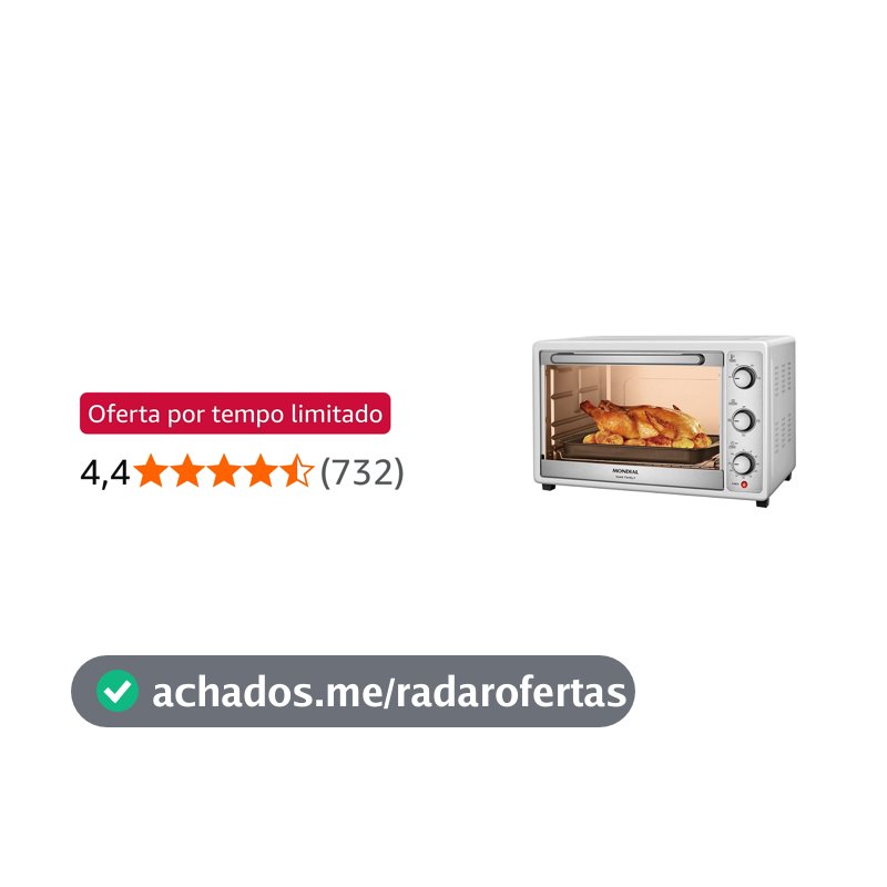 MONDIAL Forno Elétrico 52L Grand Family II, Branco/Inox, 1800W, 110V - FRN-52-W