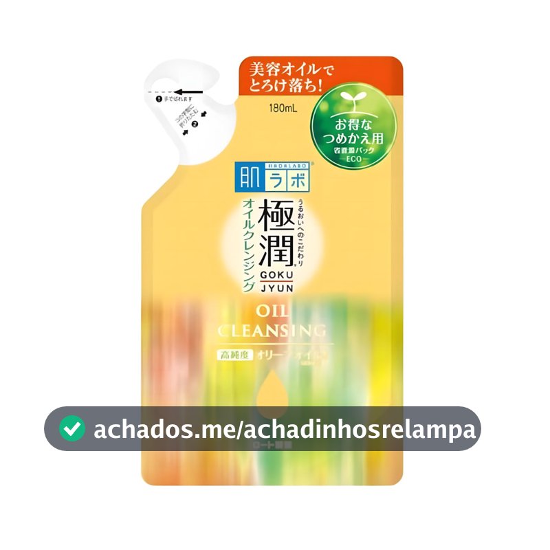 Hada Labo Demaquilante Cleansing Oil Refil - Limpador Facial 180 ml - Remove Maquiagem Resistente à Água - Limpeza Eficaz sem Ressecar